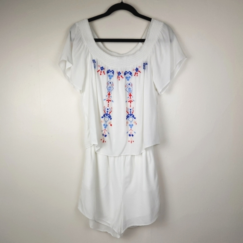 Parker Kaling Embroidered White Romper Size L